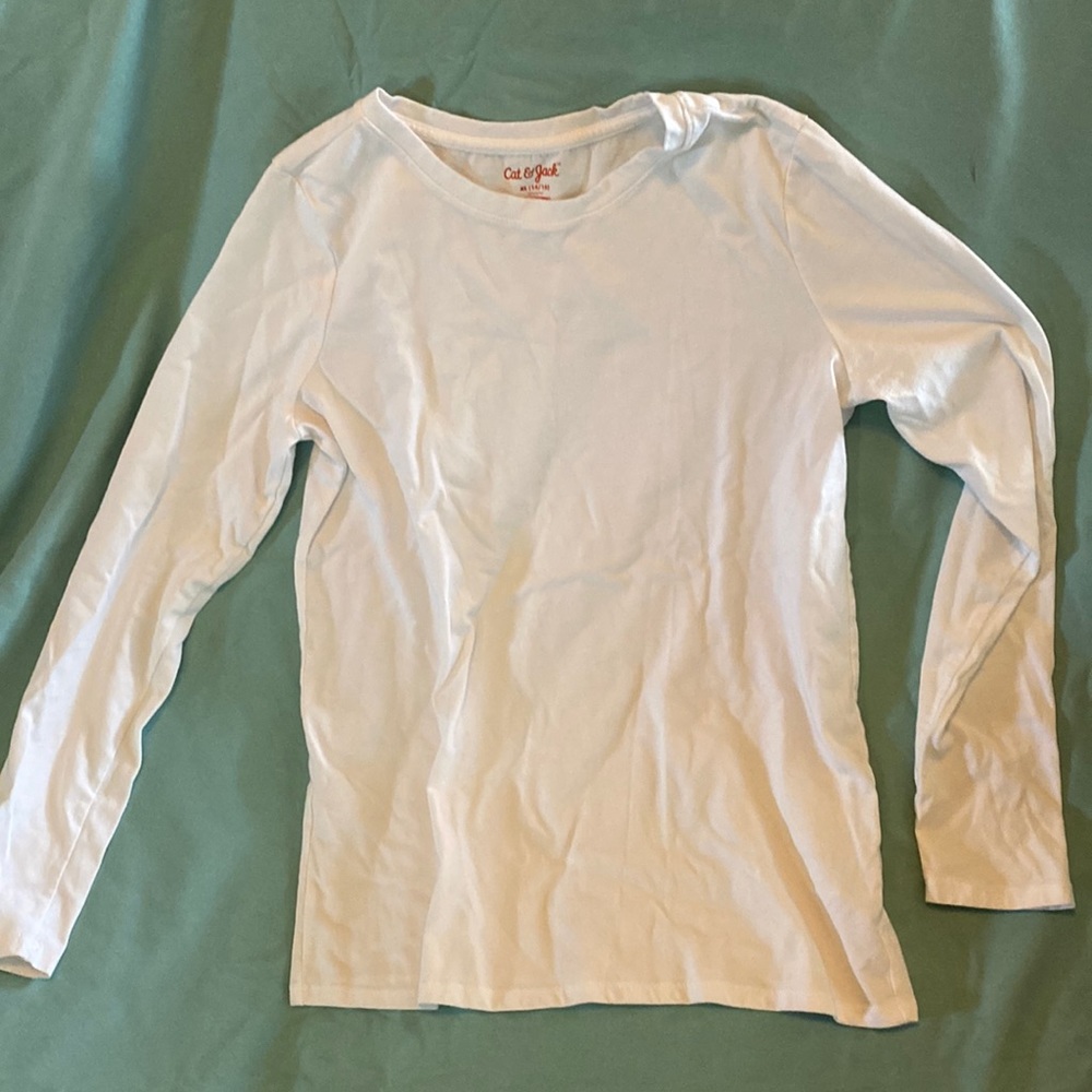 Boys Cat & Jack White LS T Shirt size YXL